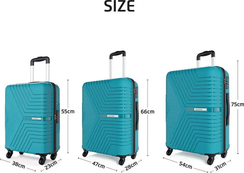Safari Hard Body Set Of 3 Luggage 4 Wheels - Magnum Zeno 3P Set 4W - Teal