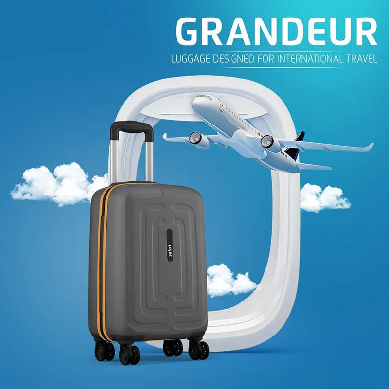 Safari Small Cabin Suitcase (58 Cm) 8 Wheels - Grandeur 55 - Grey