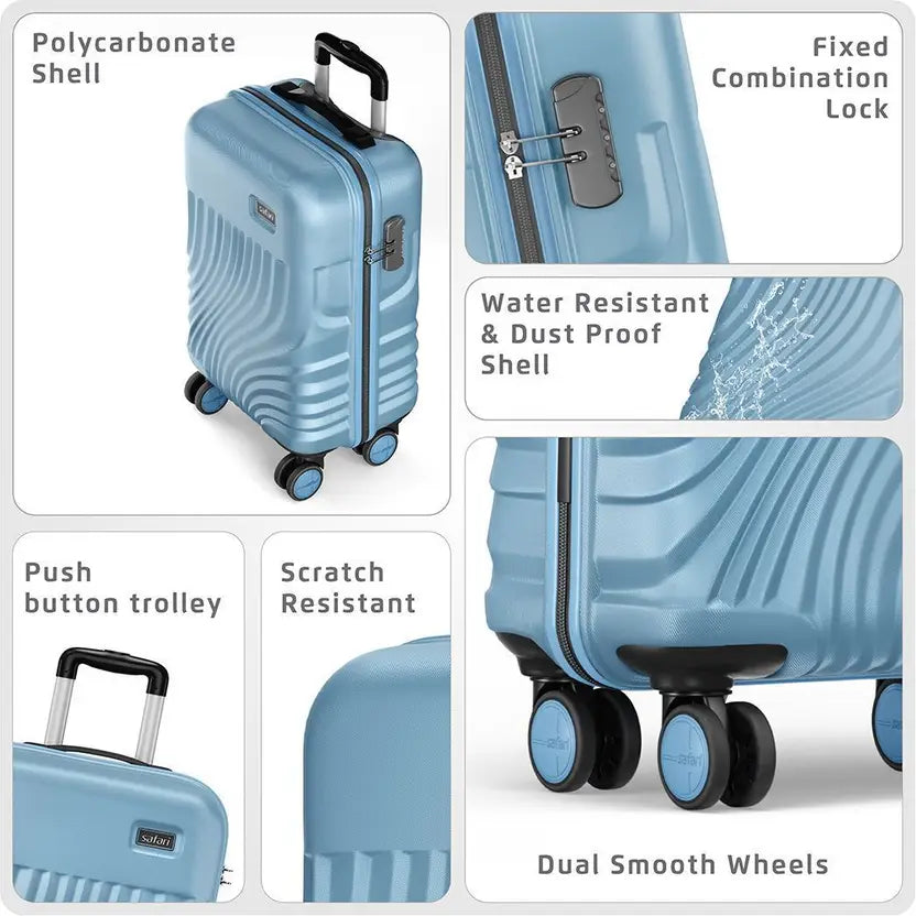 Safari Small Cabin Suitcase (55 Cm) 8 Wheels - Keplar 55 - Blue