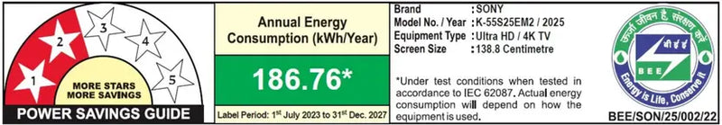 Sony 139 cm (55 inches) BRAVIA 2 4K Ultra HD Smart LED Google TV K-55S25BM2 (Black)