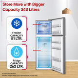 LG 343 L, 2 Star, Convertible, Smart Inverter, Frost Free Double Door Refrigerator (GLT3426SNDS, Dazzle Steel, Express Freeze & Multi Air Flow)