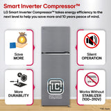 LG 343 L, 2 Star, Convertible, Smart Inverter, Frost Free Double Door Refrigerator (GLT3426SNDS, Dazzle Steel, Express Freeze & Multi Air Flow)