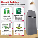 LG 343 L, 2 Star, Convertible, Smart Inverter, Frost Free Double Door Refrigerator (GLT3426SNDS, Dazzle Steel, Express Freeze & Multi Air Flow)