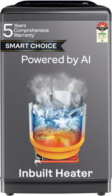 Godrej Smart Choice 10 Kg 5 Star, AI Tech, Inbuilt Heater, Fills Tub at ~0 Water Pressure, Steel Drum Fully Automatic Top Load Washing Machine (WTEON ADA 10 5.0 FEFH GLGR, Glacial Grey)