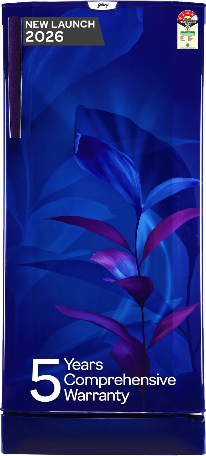 Godrej 185L 4 Star Single Door Refrigerator with 24 Days Farm Freshness, Advanced Inverter Technology Jumbo Vegetable Tray, Toughened Glass Shelves & 5 Years Warranty (RD 195DN TAI MN BL, Marine Blue)