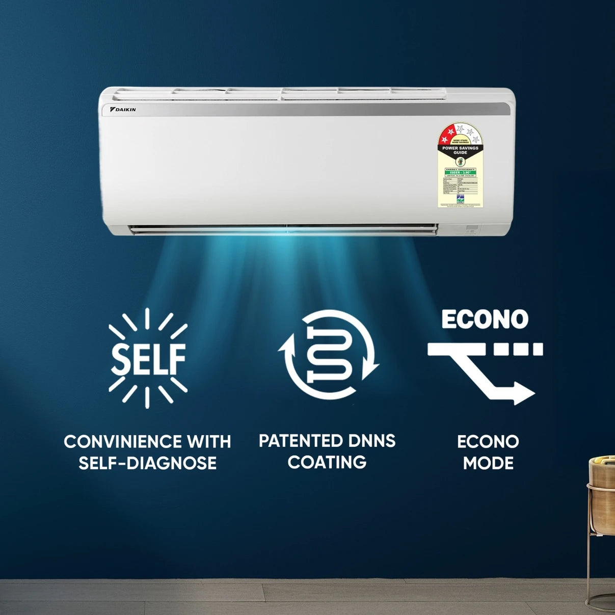 Daikin 0.9 Ton 2 Star Inverter Split AC, PM 2.5 Filter,Fixed Speed,ODU RQ30XV16VBA IDU FTQ30XV16VBA