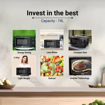 Haier 19 L Inverter Technology, Light Weight, Defrost, 5 Power Levels Solo Microwave Oven