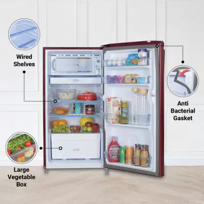 Haier 165 L Direct Cool Single Door 1 Star Refrigerator with DEFT Technology Large Vegetable Box (RED STEEL, HED-171RS-P)