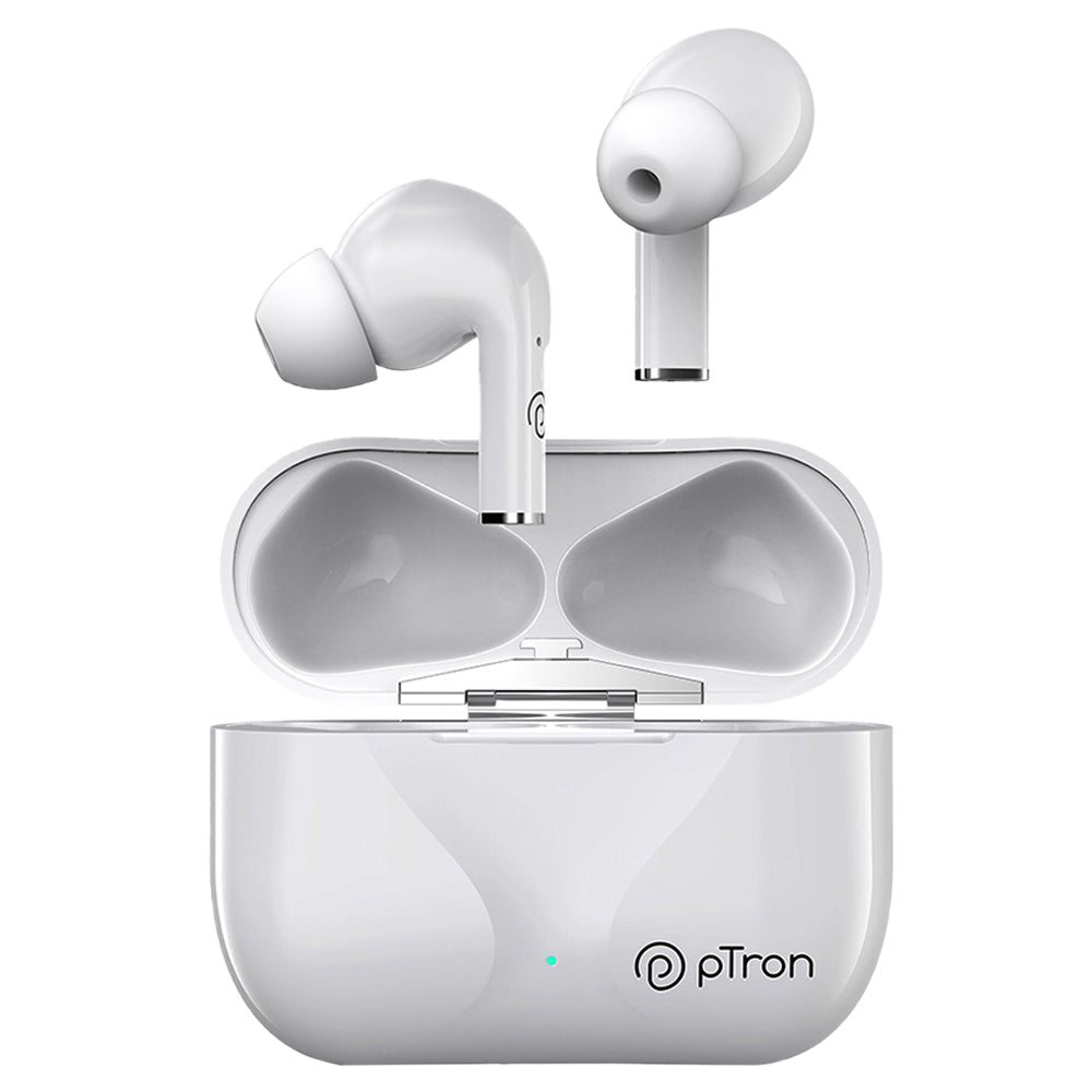 pTron Basspods P181 Bluetooth 5.1 True Wireless Headphones, 32Hrs Total Playtime, Passive Noise Cancellation, Immersive Stereo Sound, Touch Controls, Voice Assistance, Type-C Fast Charging & IPX4