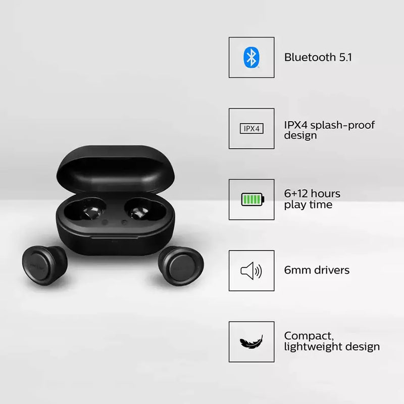 Philips TAT1225 True Wireless Earbud (Black)