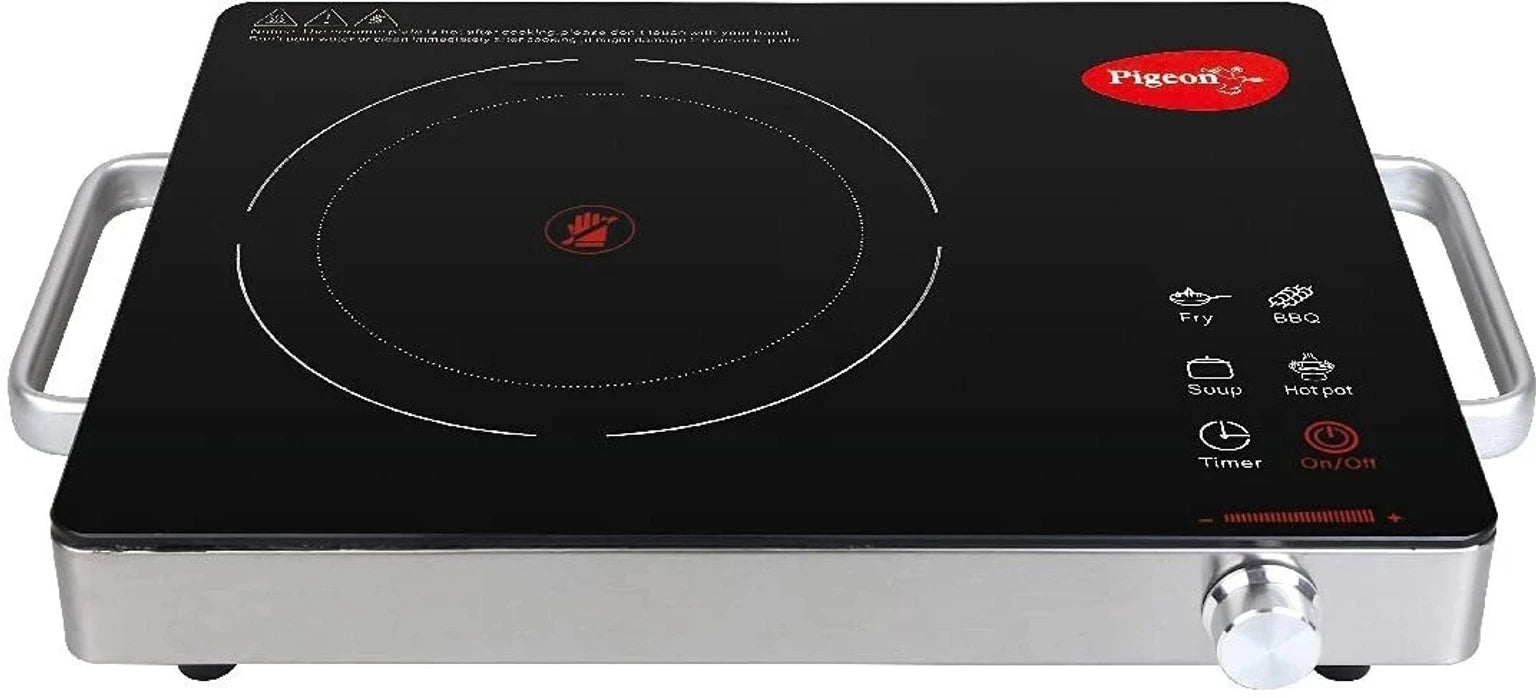 Pigeon Radiant Infrared Cooktop 2200 Watt, Compatable for all cooking utensils, Black, Touch Panel