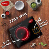 Pigeon Radiant Infrared Cooktop Induction 2200 Watt, Compatible for all cooking utensils, Black, Touch Panel