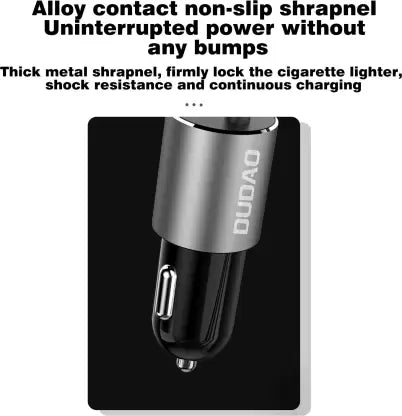 DUDAO 40.8 W Qualcomm 3.0 Turbo Car Charger (Black, With USB Cable)