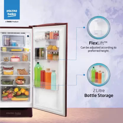 Voltas Beko by A Tata Product 183 L Direct Cool Single Door 5 Star Refrigerator with Base Drawer (Vivi Wine, RDC215A / W0VWR0M0B00GO)