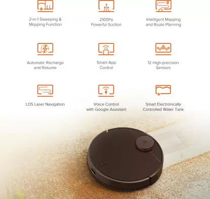 Mi Robot Vacuum-Mop P (STYTJ02YM) Robotic Floor Cleaner with 2 in 1 Mopping and Vacuum (WiFi Connectivity, Google Assistant and Alexa)