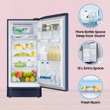 SAMSUNG 189 L Direct Cool Single Door 5 Star Refrigerator with Base Drawer with Digital Inverter  (Camellia Blue, RR21C2H25CU/HL)