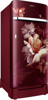 Samsung 189L 5 Star Inverter Direct-Cool Single Door Refrigerator Appliance (RR21C2H25RZ/HL,Midnight Blossom Red) Base Stand Drawer