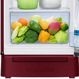 Samsung 189L 5 Star Inverter Direct-Cool Single Door Refrigerator Appliance (RR21C2H25RZ/HL,Midnight Blossom Red) Base Stand Drawer