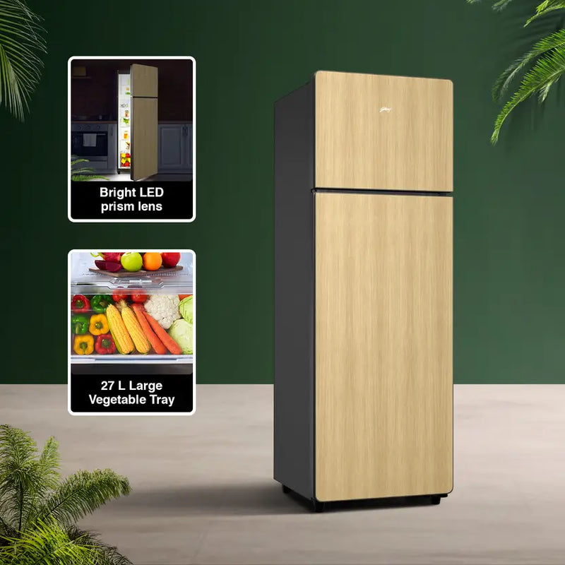 Godrej 244 L Frost Free Double Door 3 Star Refrigerator (Oak Wood, Black, RT EONVOGUE 280C RI OK WD)