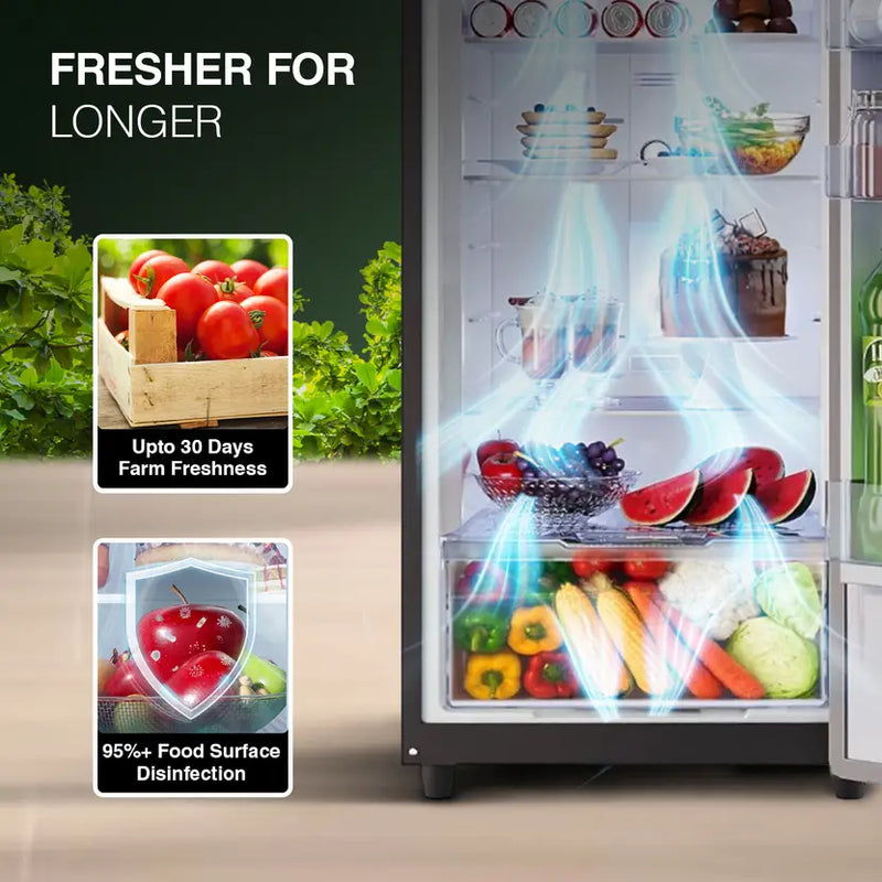 Godrej 244 L Frost Free Double Door 3 Star Refrigerator (Oak Wood, Black, RT EONVOGUE 280C RI OK WD)