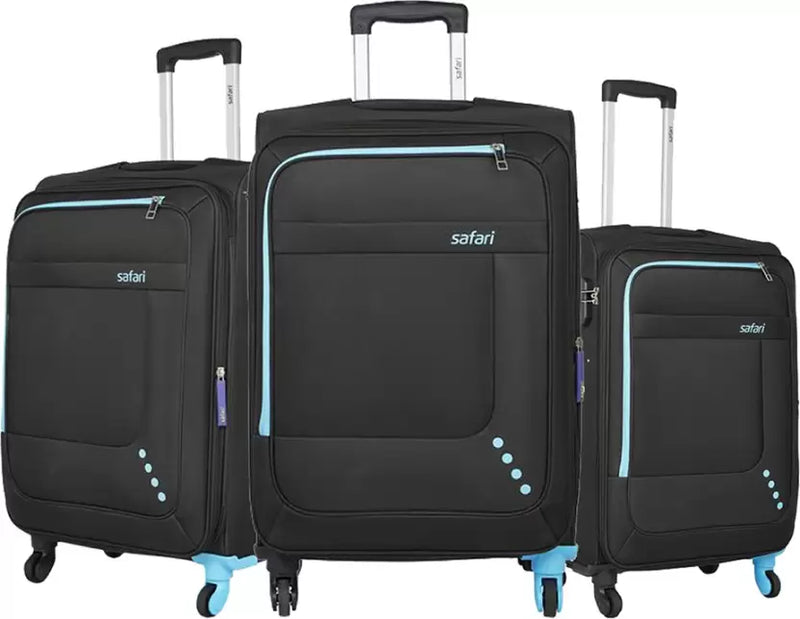 SAFARI STAR SET 4W Expandable Cabin & Check-in Set - 30 inch 3 bag black colour