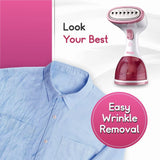 INALSA Garment Steamer for Clothes/fabric, Steam Iron -Vertical & Horizontal Steaming up to 20g/min, Travel Iron, 1200 Watt, 260 ml Water tank & 20 sec Fast Heating,White/Pink (Steamax)
