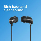 PHILIPS TAE2146BK USB TYPE C in Ear Wired Headphones with Mic Wired (Black, In the Ear)