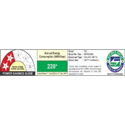 TCL 139 cm (55 inch) 4K QLED Google TV, 55P8K, Black