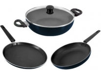 Butterfly Rapid Non-IB Kitchen combo pack 3 piece set/ Rapid Omni tawa kadai, & fry Pan Non-Stick Coated Cookware Set