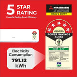 Mitsubishi 1.65 Ton 5 Star Inverter Split Air Conditioner, SRK18YXS2