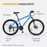 Urban Terrain UT3000S27.5 Steel MTB with 21 Shimano Gear and Installation services 27.5 T Mountain Cycle