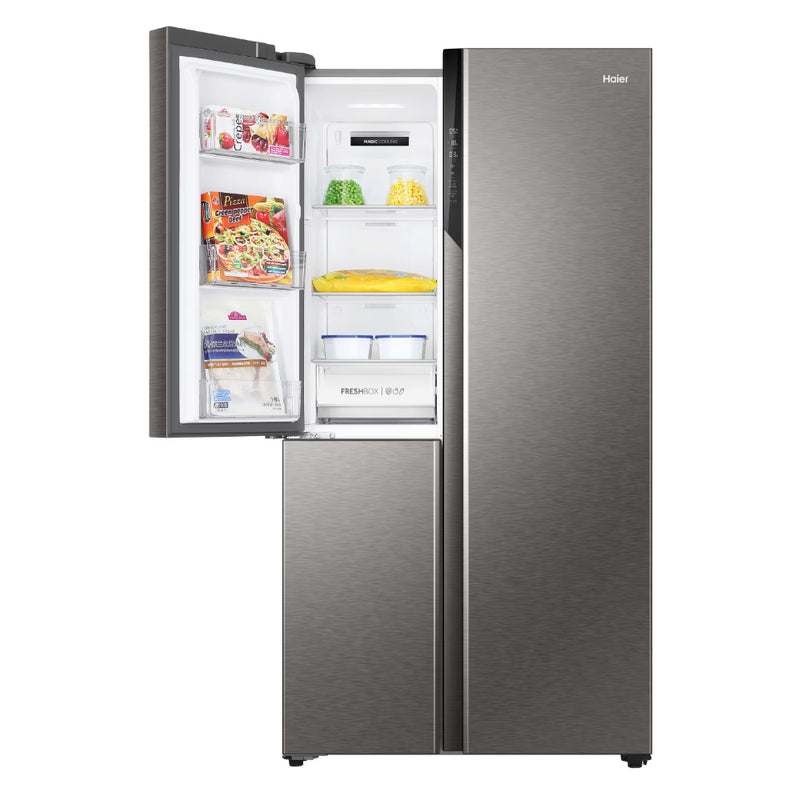 Haier 598L 3 Star 3-Door Side by Side Frost Free Refrigerator (HRT-683ISU1, Inox Steel)