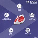 Bajaj Majesty MX 15 Steam Iron White/Red (Steam Iron)