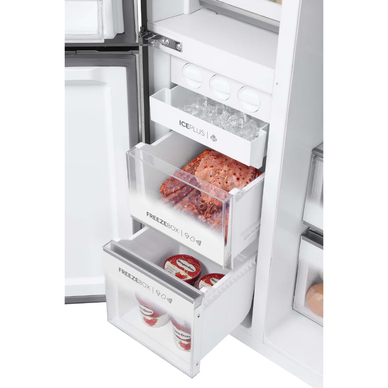 Haier 598L 3 Star 3-Door Side by Side Frost Free Refrigerator (HRT-683ISU1, Inox Steel)