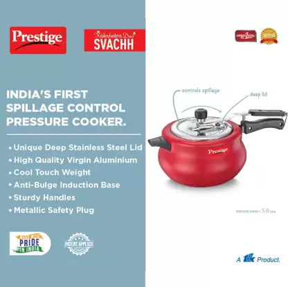 Prestige Svachh Nakshatra Duo Plus 5 L Inner Lid Induction Bottom Pressure Cooker