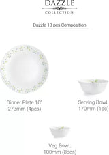 cello Pack of 13 Opalware Dazzle Tropical Lagoon , 13 PC Dinner Set