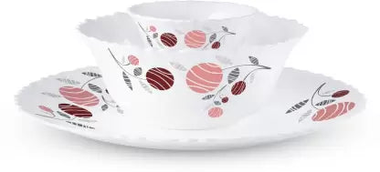 Larah by Borosil Pack of 13 Opalware Dahlia Dinner Set Dinner Set