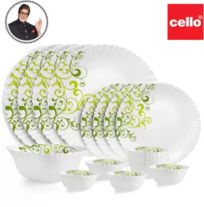 cello Pack of 17 Opalware Dazzle Opalware Oleander Dinner Set