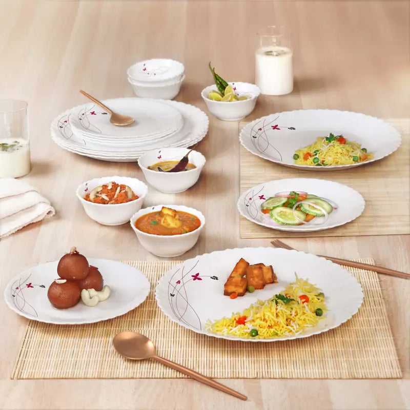 cello Pack of 18 Opalware Dazzle Lush Fiesta,Pieces Dinner Set