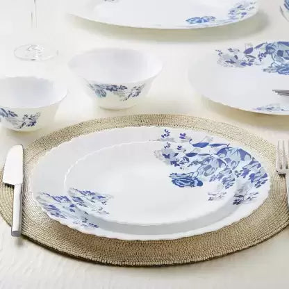 Larah by BOROSIL BULE CASCADE Opalware Dinner Set |15 Pieces