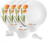 cello Pack of 22 Opalware Dazzle Series Spring Tulip Crockery Set |Dishwasher Safe| Light-Weight Dinner Set