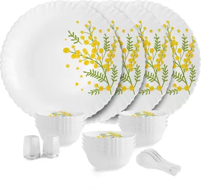 cello Pack of 22 Opalware Dazzle Series Girasol Crockery Set