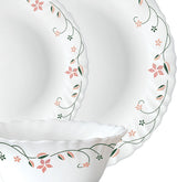 Larah by Borosil Pack of 34 Opalware Garland Galaxy Series Dinner Set (Microwave Safe)