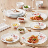 Larah by Borosil Pack of 34 Opalware Dahlia Galaxy Series Dinner Set (Microwave Safe)