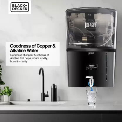 BLACK+DECKER by Kent RO Zenith RO Water Purifier 8 L RO + UF + UV + Copper + Alkaline + Mineralizer Water Purifier