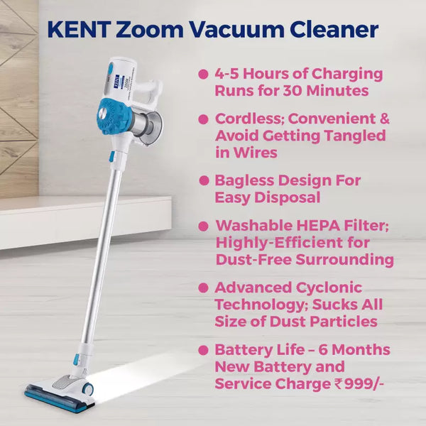 KENT Zoom Cordless Vacuum Cleaner with 2 in 1 Mopping and Vacuum Accessories missing