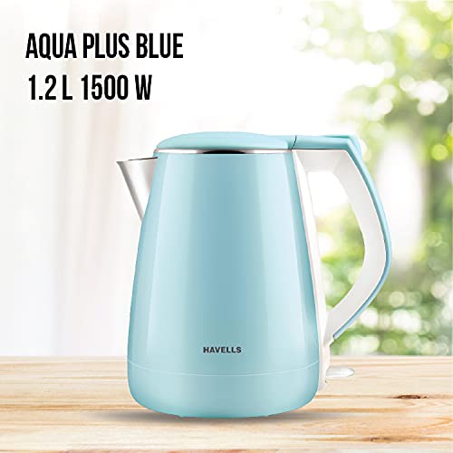 HAVELLS Aqua Plus 1.2 L Electric Kettle 1500W (Blue, White, Silver)