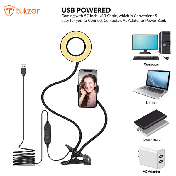 Tukzer 3.5" LED Selfie Ring Light with Phone Holder