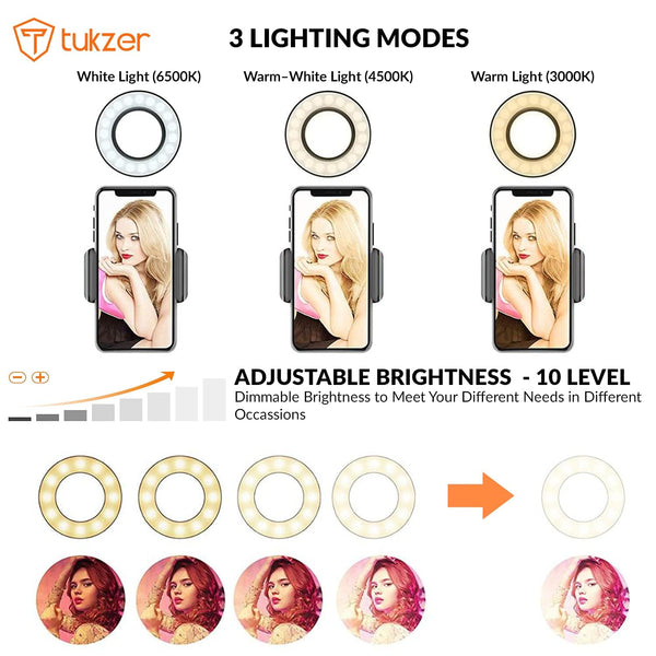 Tukzer 3.5" LED Selfie Ring Light with Phone Holder